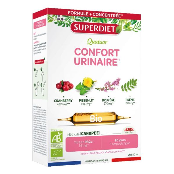 Superdiet Quatuor confort urinaire bio 20 ampoules