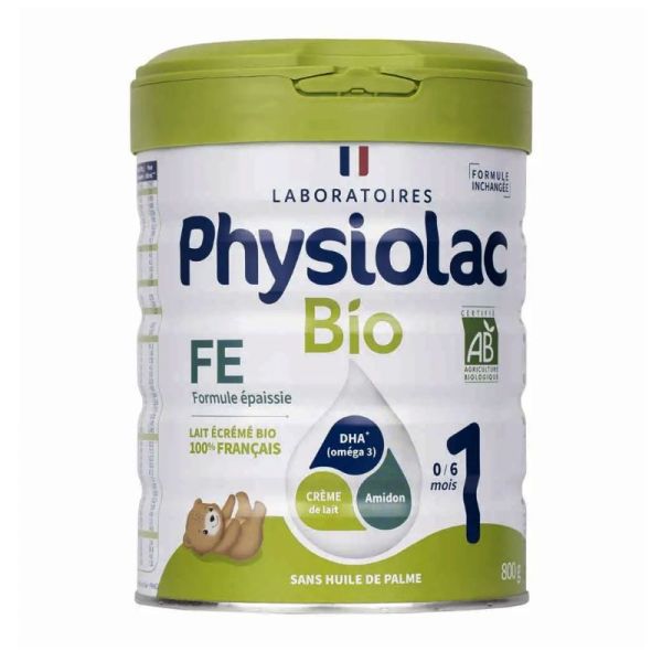 Physiolac lait en poudre 1 formule épaisse Bio de 0 à 6 mois 800g