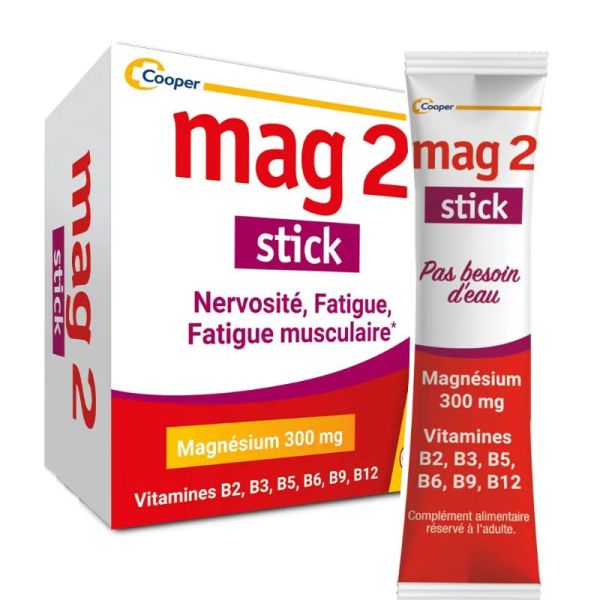 Mag 2 nervosité, fatigue, fatigue musculaire 30 sticks orodispersibles