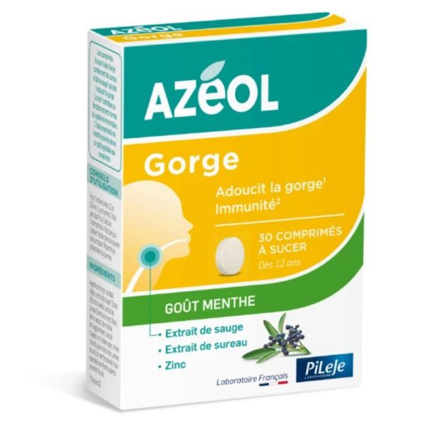 Pileje Azéol Gorge 30 Comprimés à sucer goût menthe