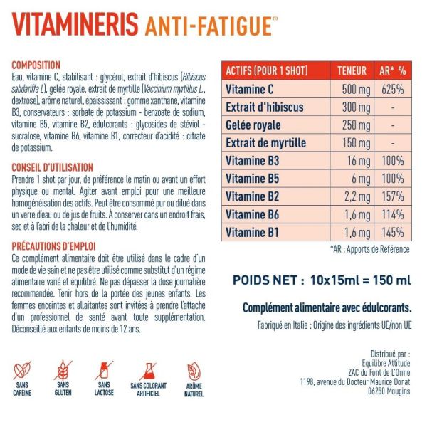 Granions Vitamineris anti fatigue unidoses 10X25ml