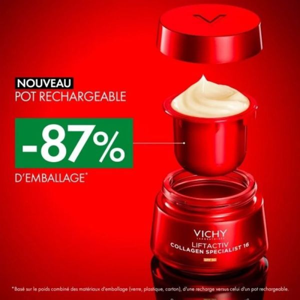 Vichy Liftactiv Collagen SPF50 crème de jour anti-âge pro-collagène Recharge 50 ml