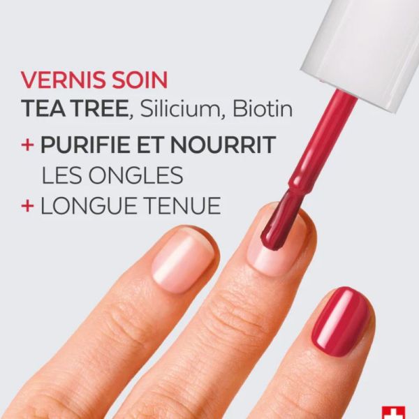 Poderm Color Care Vernis à Ongles Soin Tea Tree Rouge Rose 8ml