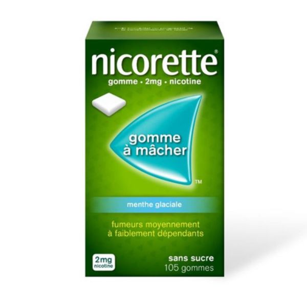 Nicorette 2mg gomme Menthe Glaciale 105 gommes à mâcher