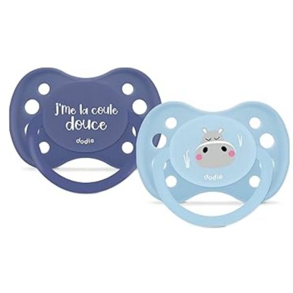 Dodie 2 sucettes anatomiques silicone + bleu 6 mois