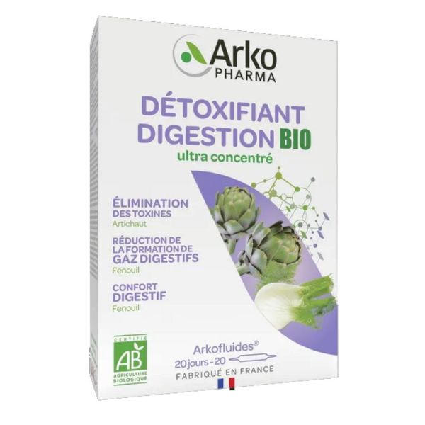 Arkofluides Artichaut Fenouil Bio, 20 ampoules de 10 ml
