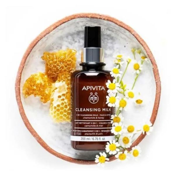 Apivita lait démaquillant nettoyant et tonique visage et yeux 200 ml
