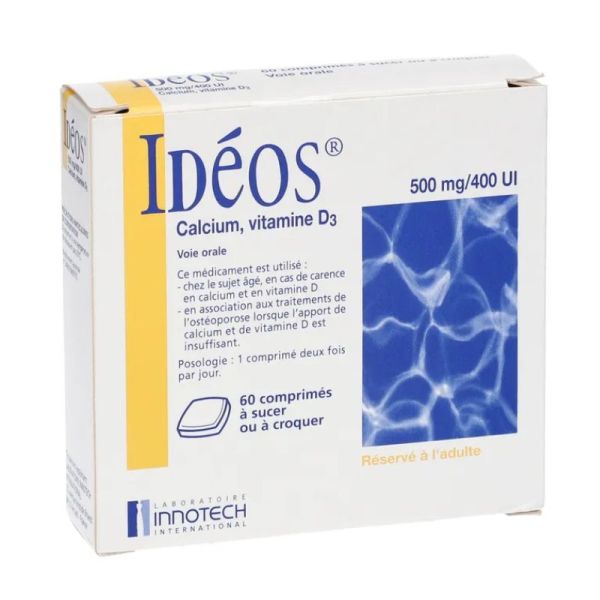Idéos 500 mg/400 UI 60 comprimés à croquer