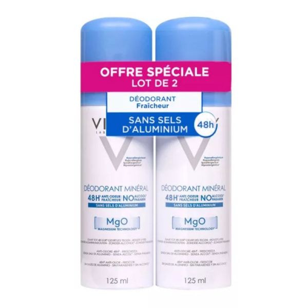Vichy déodorant minéral 48h lot de 2 x 125 ml
