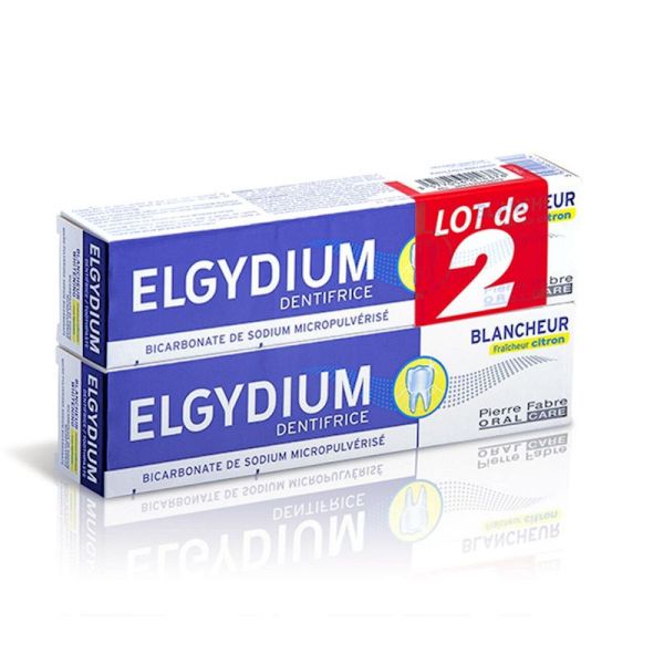 Elgydium dentifrice blancheur fraîcheur citron anti taches 2x75ml