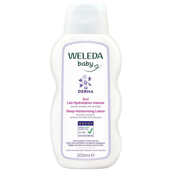 Weleda Bébé Derma Lait Hydratation Intense 3en1 Sans Parfum 200 ml