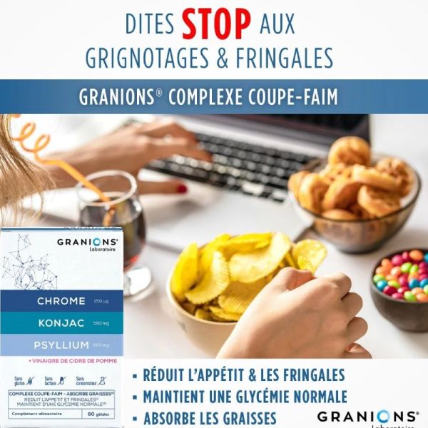 Granions Complexe coupe-faim Konjac Chrome Psyllium 60 comprimés