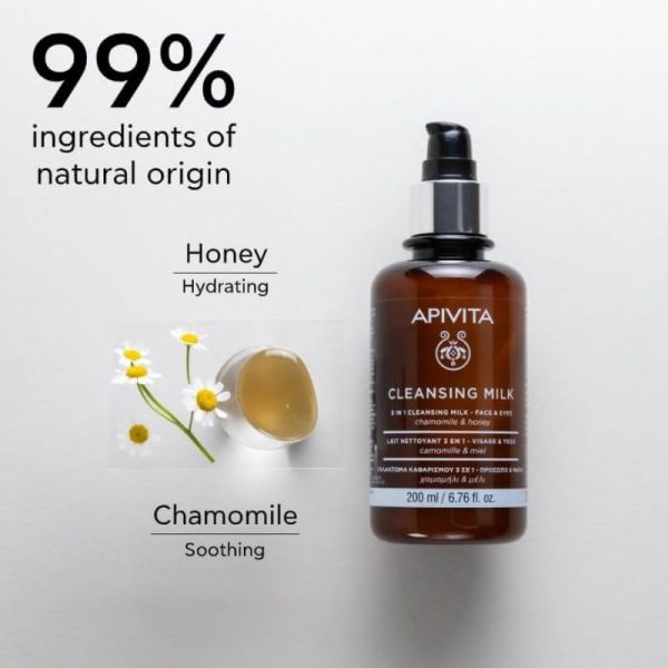 Apivit Cleansing Milk lait nettoyant 3 en 1 visage et yeux 200ml