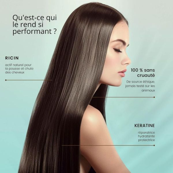 RoseBaie shampoing ricin & kératine pousse & hydratation 500ml