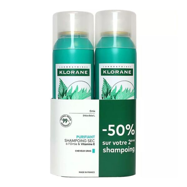 Klorane dhampoing sec séboréducteur cheveux gras 2x150ml