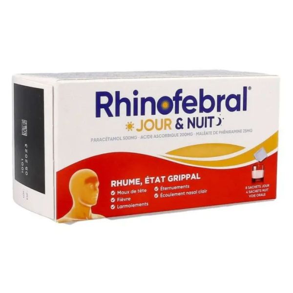 Rhinofebral Jour & Nuit Rhume État Grippal 12 sachets