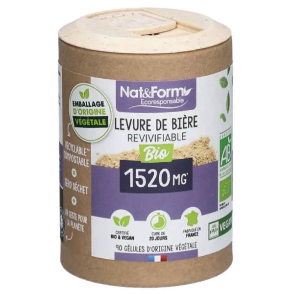 Nat&Form Écoresponsable Levure de Bière Non Revivifiable Bio 90 gélules