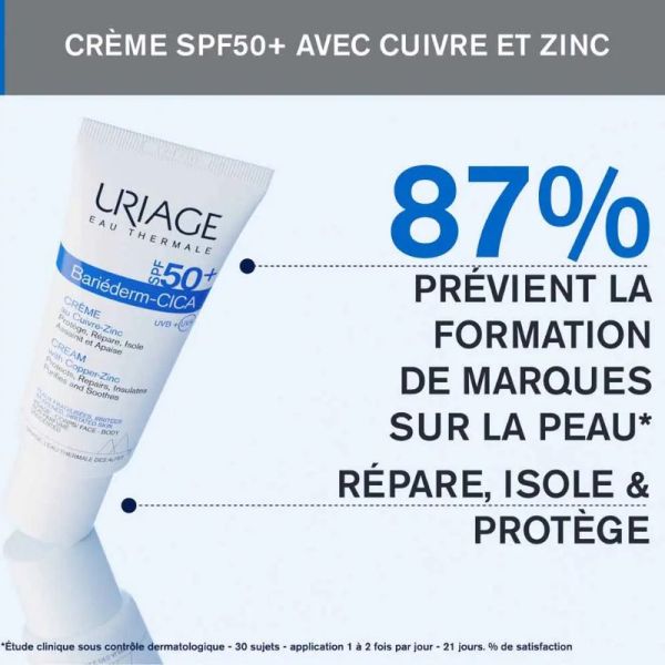 Uriage Bariéderm Cica SPF50+ crème réparatrice au cuivre-zinc 40ml