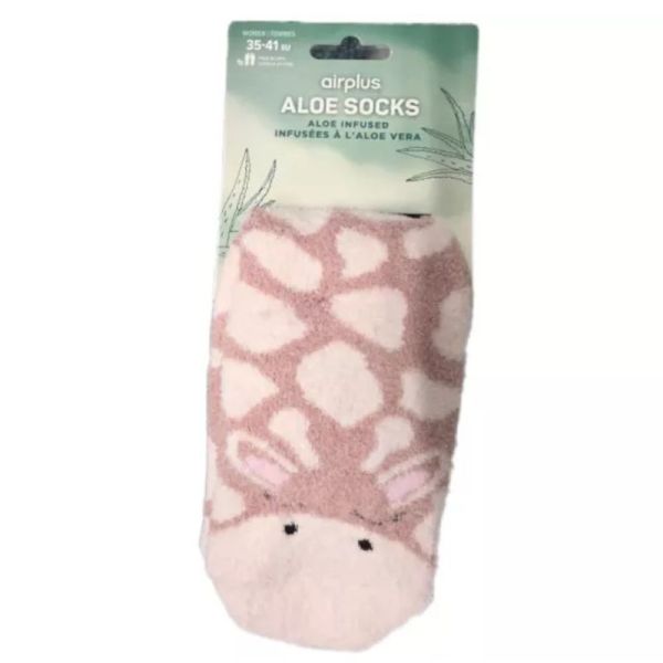 Airplus Aloe Cabin Socks Chaussettes Hydratantes Nude Motif Girafe Pointure 35-41