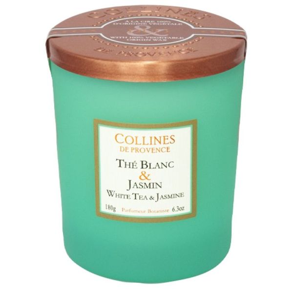 Collines de Provence bougie parfumée colorée thé blanc & jasmin 180g