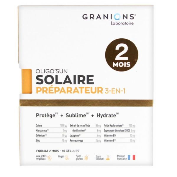 Granions Oligo'Sun préparateur solaire 3 en 1 60 gélules