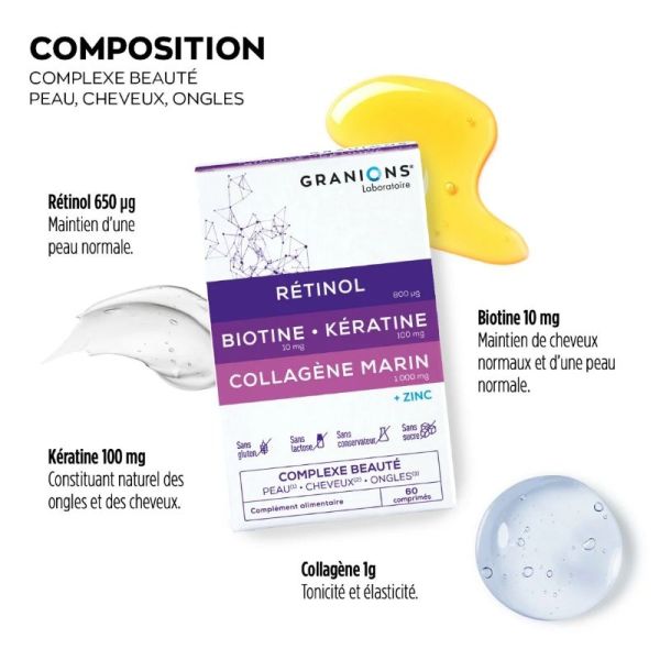 Granions Complexe Beauté peau cheveux ongles 60 comprimés