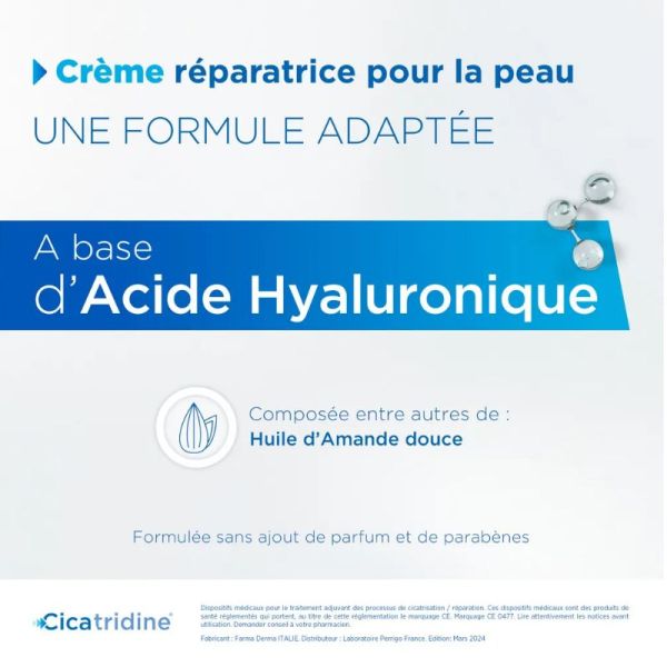 Perrigo Cicatridine acide hyaluronique crème réparatrice et cicatrisante 60g