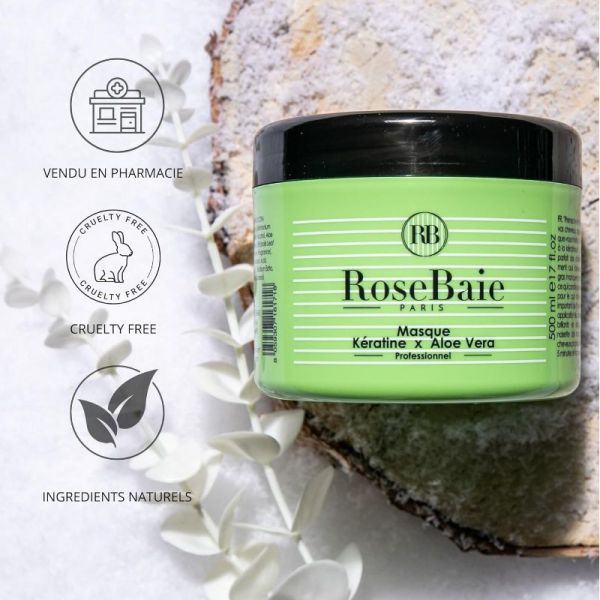 Rosebaie masque Aloe vera & kératine purification & hydratation 500ml