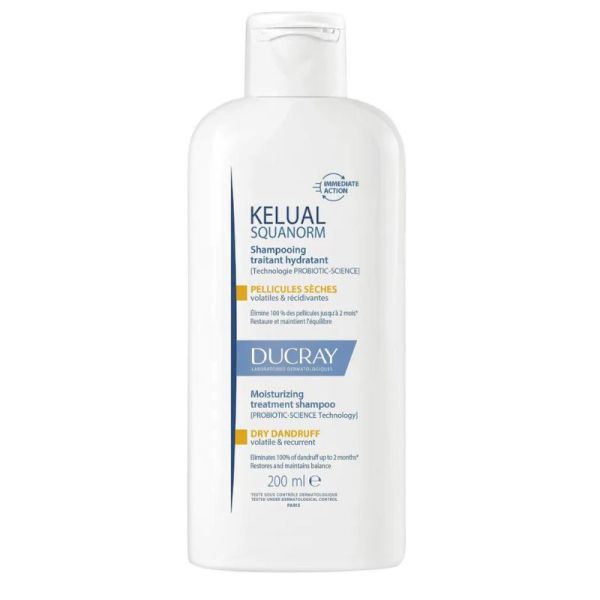 Ducray Kelual Squanorm shampooing Ttaitant hydratant pellicules sèches 200 ml