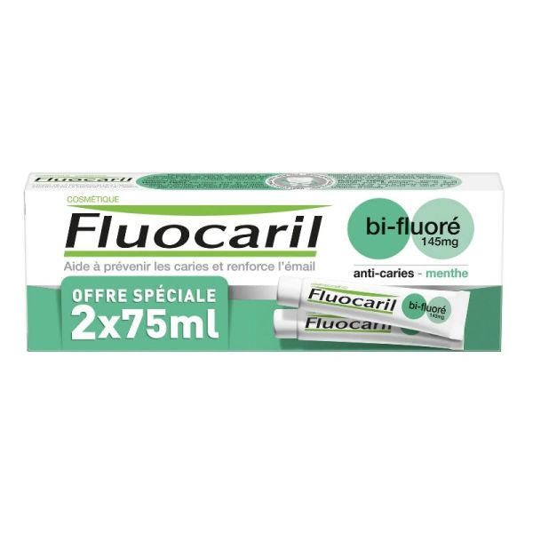 Fluocaril dentifrice Bi-fluoré menthe anti-caries 2x125ml