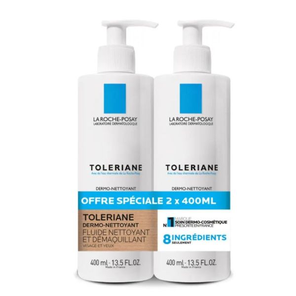 Roche-Posay Toleriane fluide nettoyant et démaquillant peaux sensibles 2x400ml