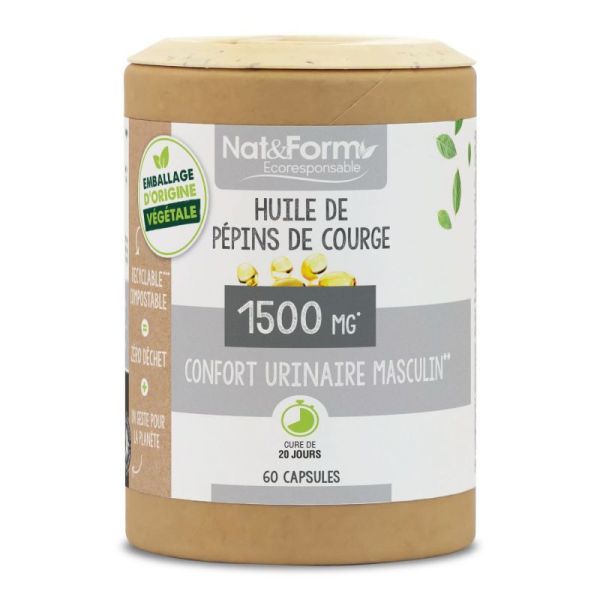Nat&Form Ecoresponsable Huile de pépins de Courge 60 Capsules