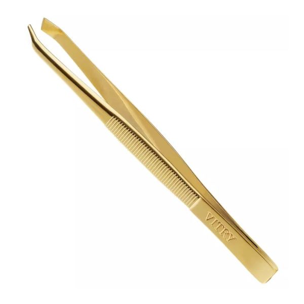 Vitry pince à épiler mors crabe biais dorée
