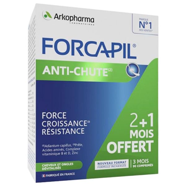 Forcapil anti-chute cheveux et ongles dévitalisés 90 comprimés