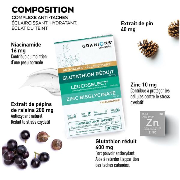 Granions complexe anti-tâches éclaircissant éclat et hydratant 30 comprimés