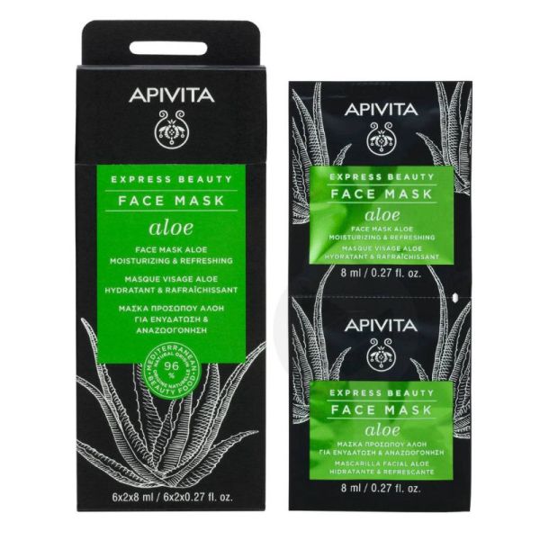 Masque visage hydratant et rafraîchissant à l'aloe 2 x 8 ml