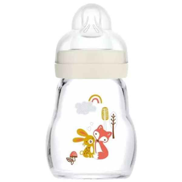 MAM Premium Biberon en verre +0 mois Blanc débit 1 170ml