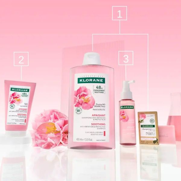 Klorane shampoing à la Pivoine cuir chevelu sensible Bio 200ml