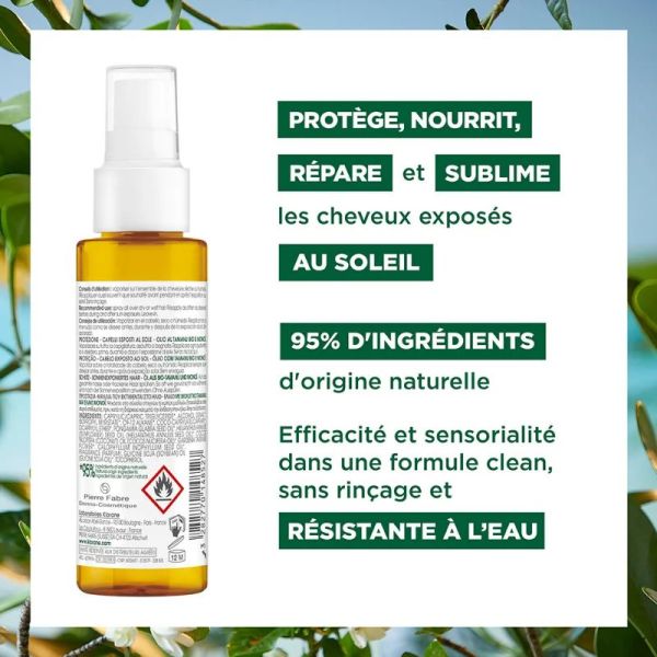 Klorane Tamanu Bio et Monoï huile capillaire protection solaire 100ml