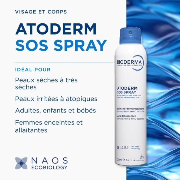 Bioderma Atoderm SOS spray anti démangeaisons ultra apaisant 200ml
