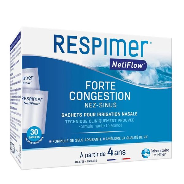 Respimer Netiflow pour Irrigation nasale forte congestion 30 sachets