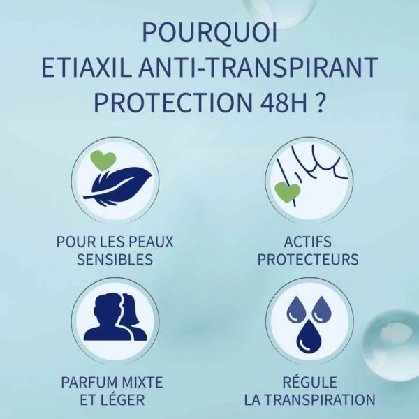 Etiaxil anti-transpirant aérosol compressé protection 48h peaux sensibles 2x100ml
