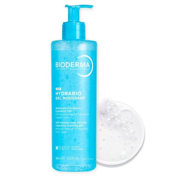 Bioderma Hydrabio gel moussant nettoyant micellaire hydratant 24H 400ml