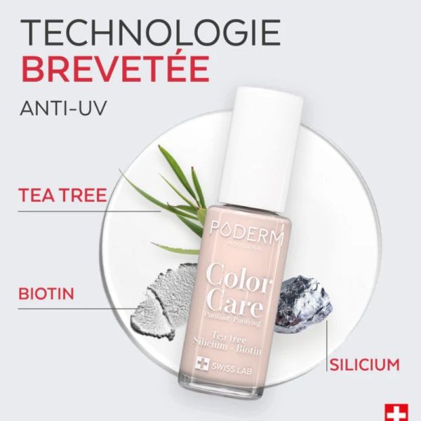 Poderm Color Care vernis à ongles soin tea tree Rose Poudré 8ml