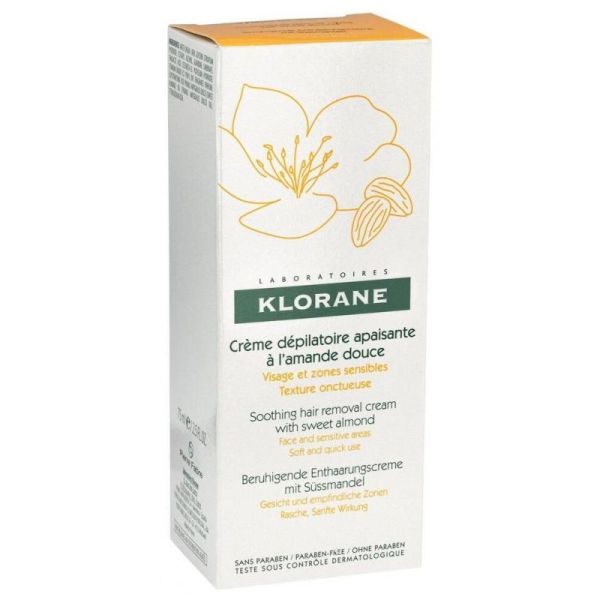 Klorane Amande Douce crème dépilatoire apaisante visage 75ml