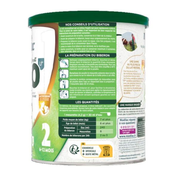 Modilac Bio lait 2ème âge 6 à 12 mois 800g