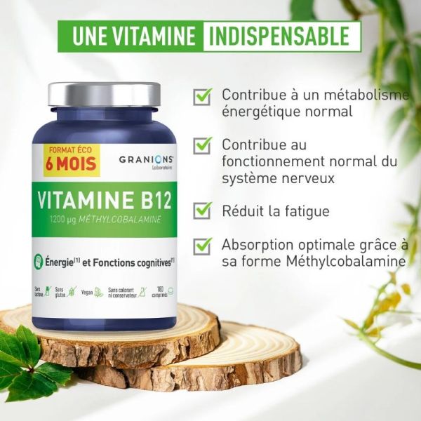 Granions Vitamine B12 format Eco 6 mois 180 comprimés
