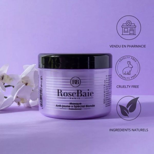 RoseBaie Masque Violet anti-reflets pour cheveux blond & blanc 500ml