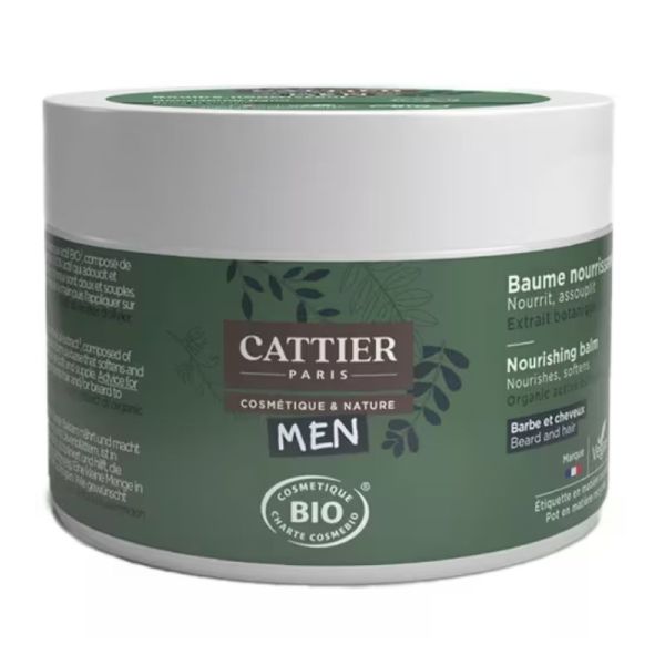 Cattier Men Baume Nourrissant Barbe et Cheveux Bio 90 g