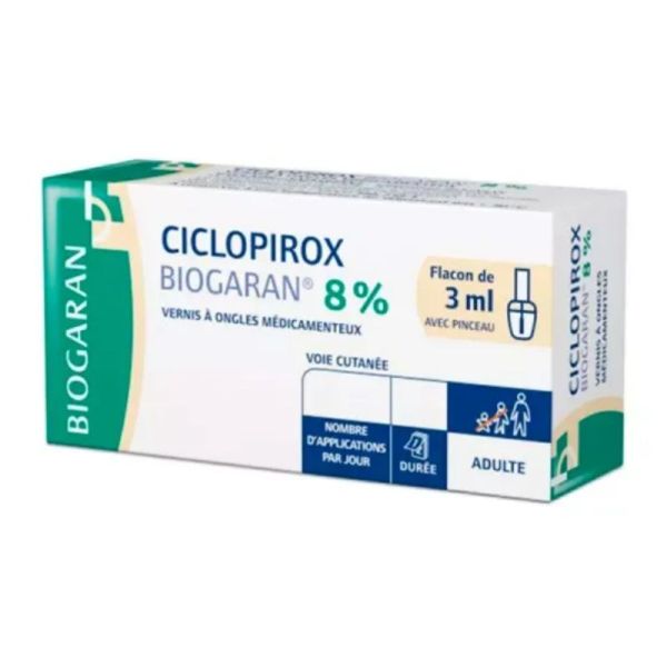 Biogaran Ciclopirox 8 % vernis à ongles 3 ml + pinceau